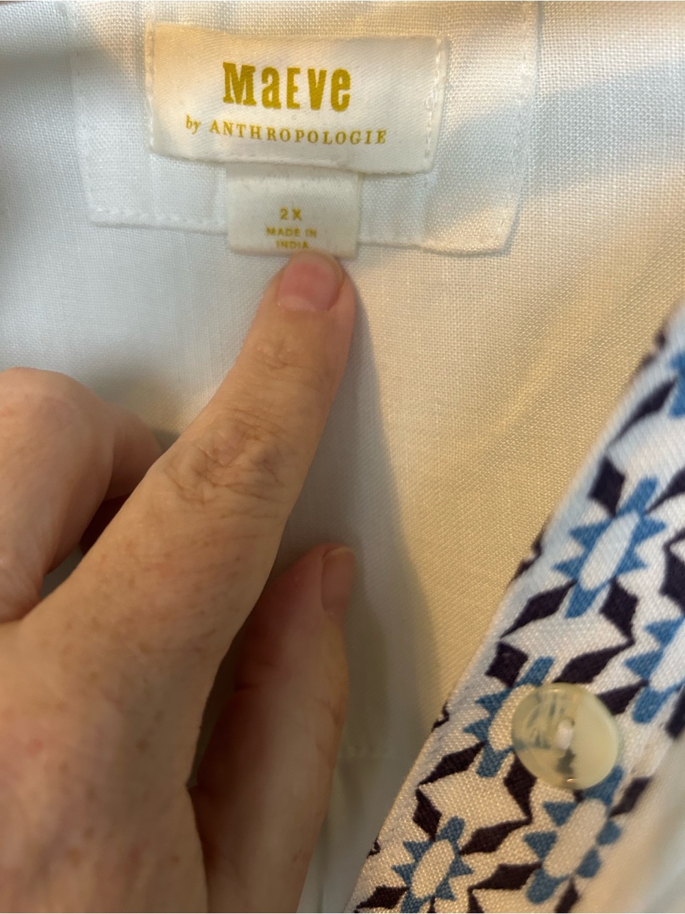 Anthropologie Mona Shirt Dress with Blue Floral Print with Tie Belt, 2X - Picture 2 of 6